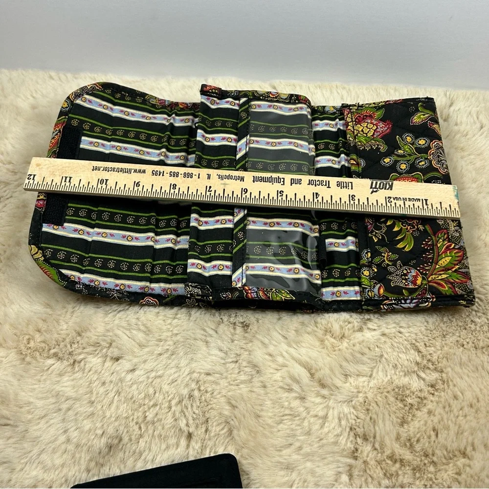 Black and Green Floral Wallet with Geometric Band Wallet‎ or Fanny Pack